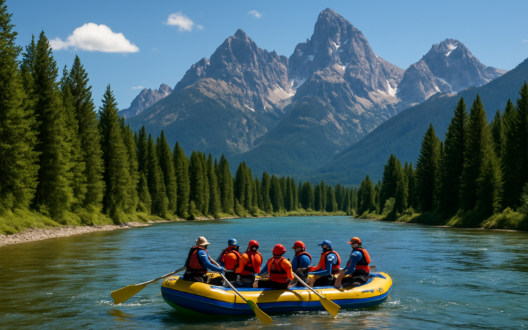 Snake River rafting near Driggs with Teton mountain views