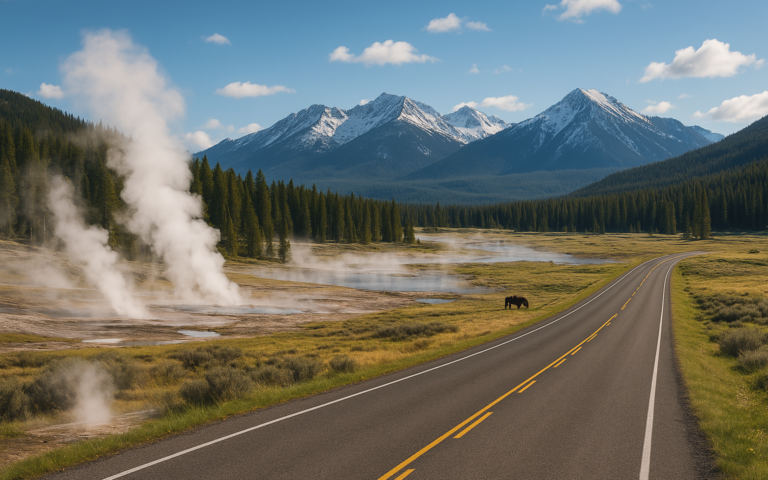 Yellowstone spring geyser basin for travelers staying in Driggs Idaho
